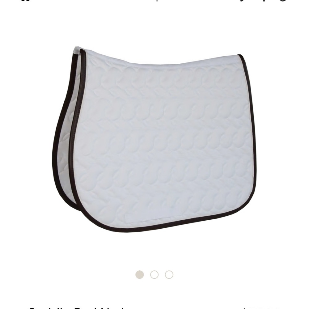 White Quilted Saddle Pad with Brown Leather Trim